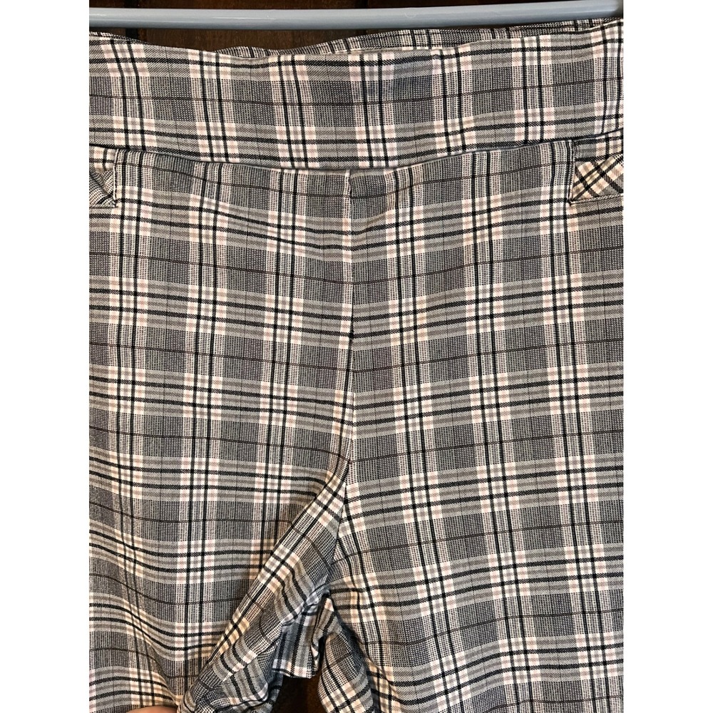 Kim Rogers Womens Plaid Pull On Dress Pants Black White Gray Straight Leg 14S - Picture 10 of 14
